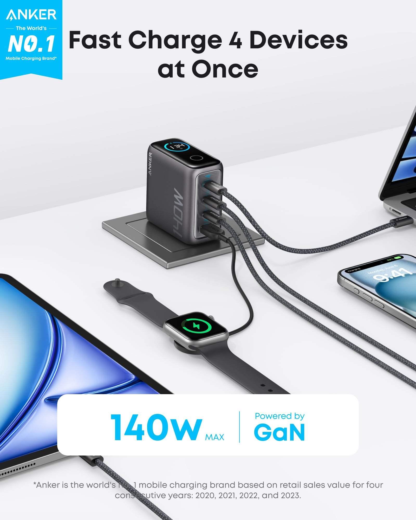 Anker Zolo Charger (140W, 4-Port, PD 3.1) with USB-C Cable - 3