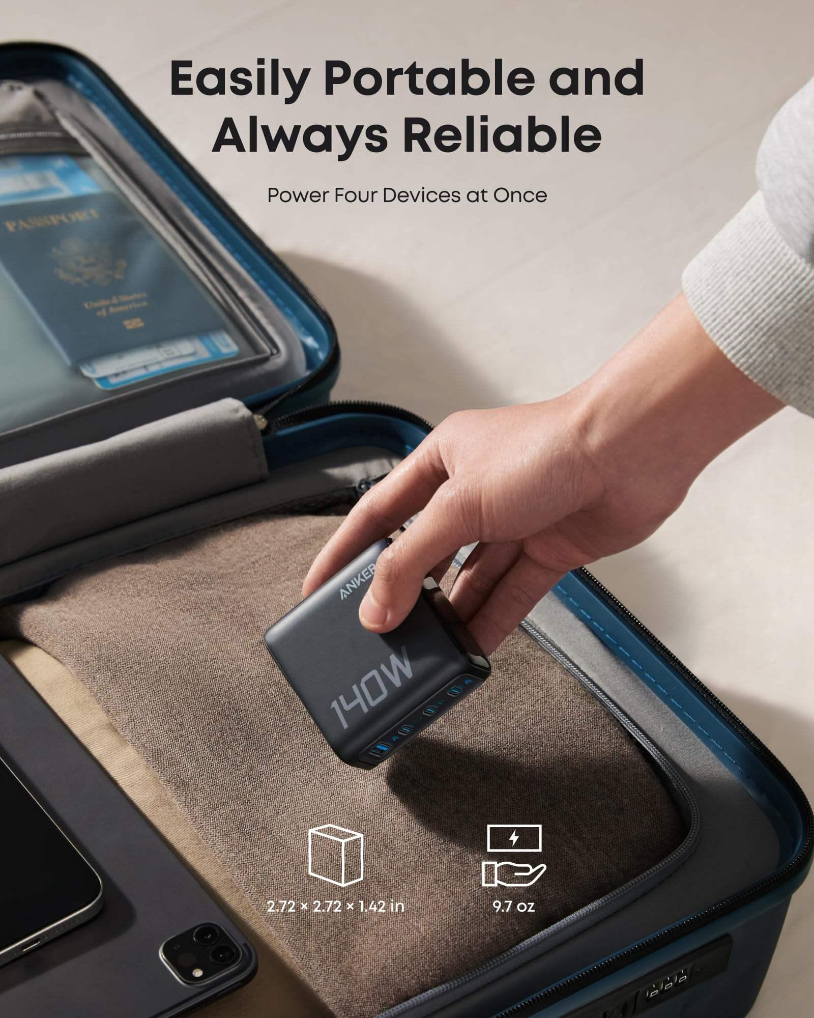 Anker Zolo Charger (140W, 4-Port, PD 3.1) with USB-C Cable - 4